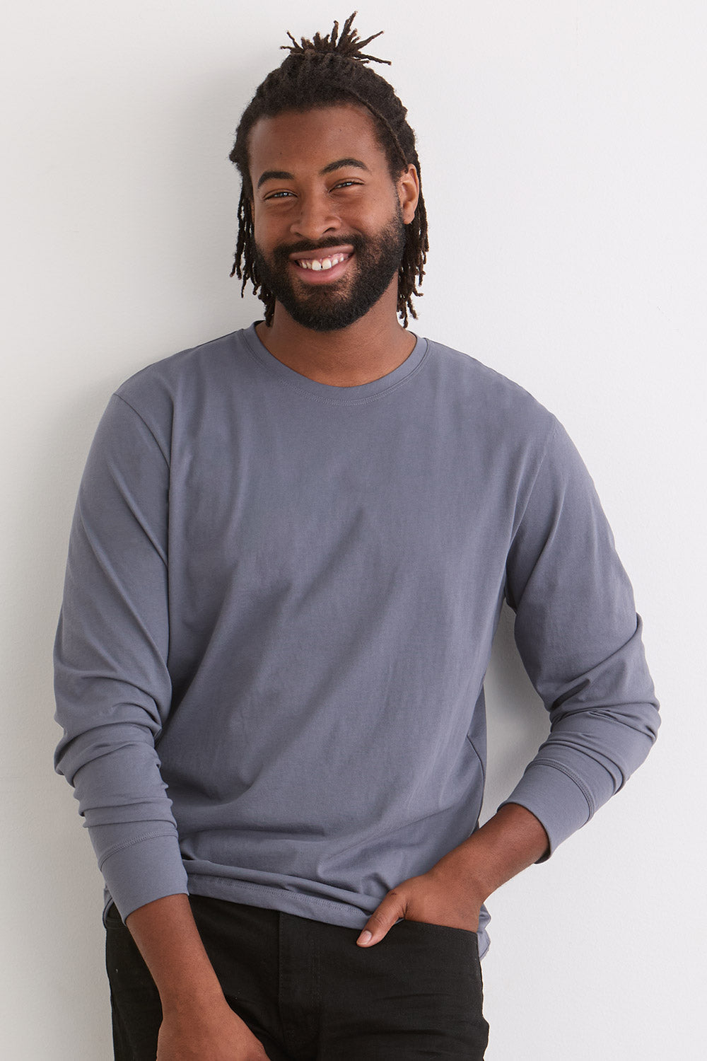 Men's 100% Organic Cotton Long Sleeve Crew Neck T-shirt