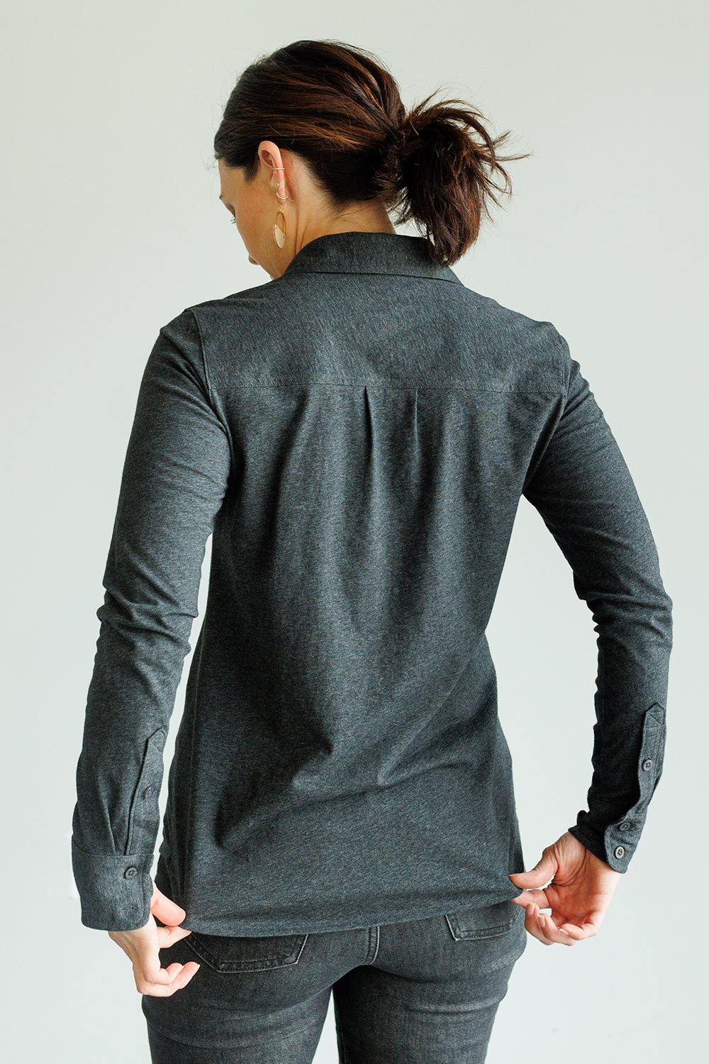 Women's 100% Organic Cotton Knit Button Down Shirt
