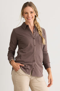 Women's 100% Organic Cotton Knit Button Down Shirt