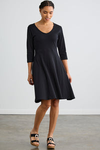 Women's 100% Organic Cotton 3/4 Sleeve V-Neck Dress