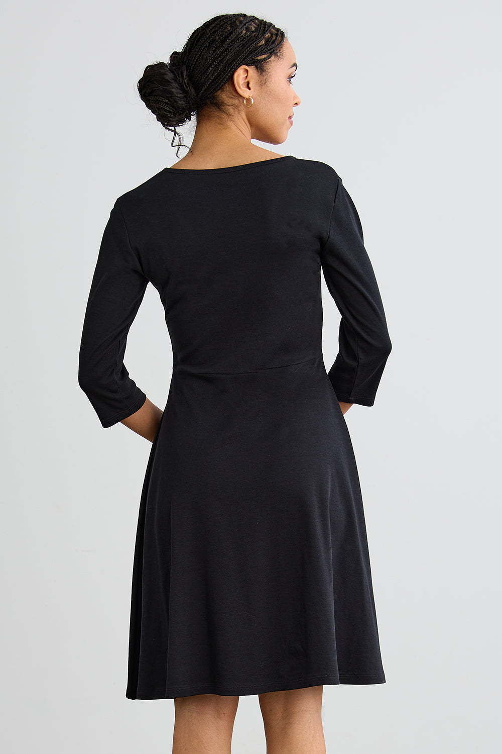 Women's 100% Organic Cotton 3/4 Sleeve V-Neck Dress