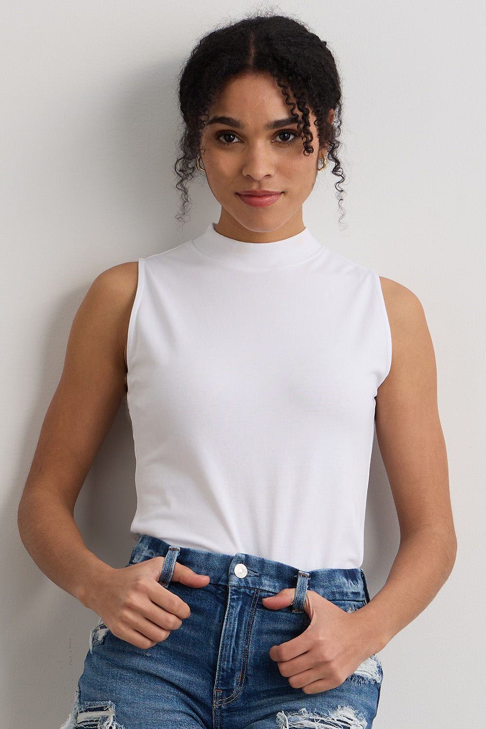 Women's Organic Cotton Sleeveless Mock Neck Top