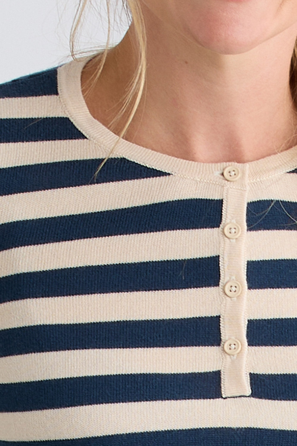 Women's Organic Cotton Stripe Henley Sweater
