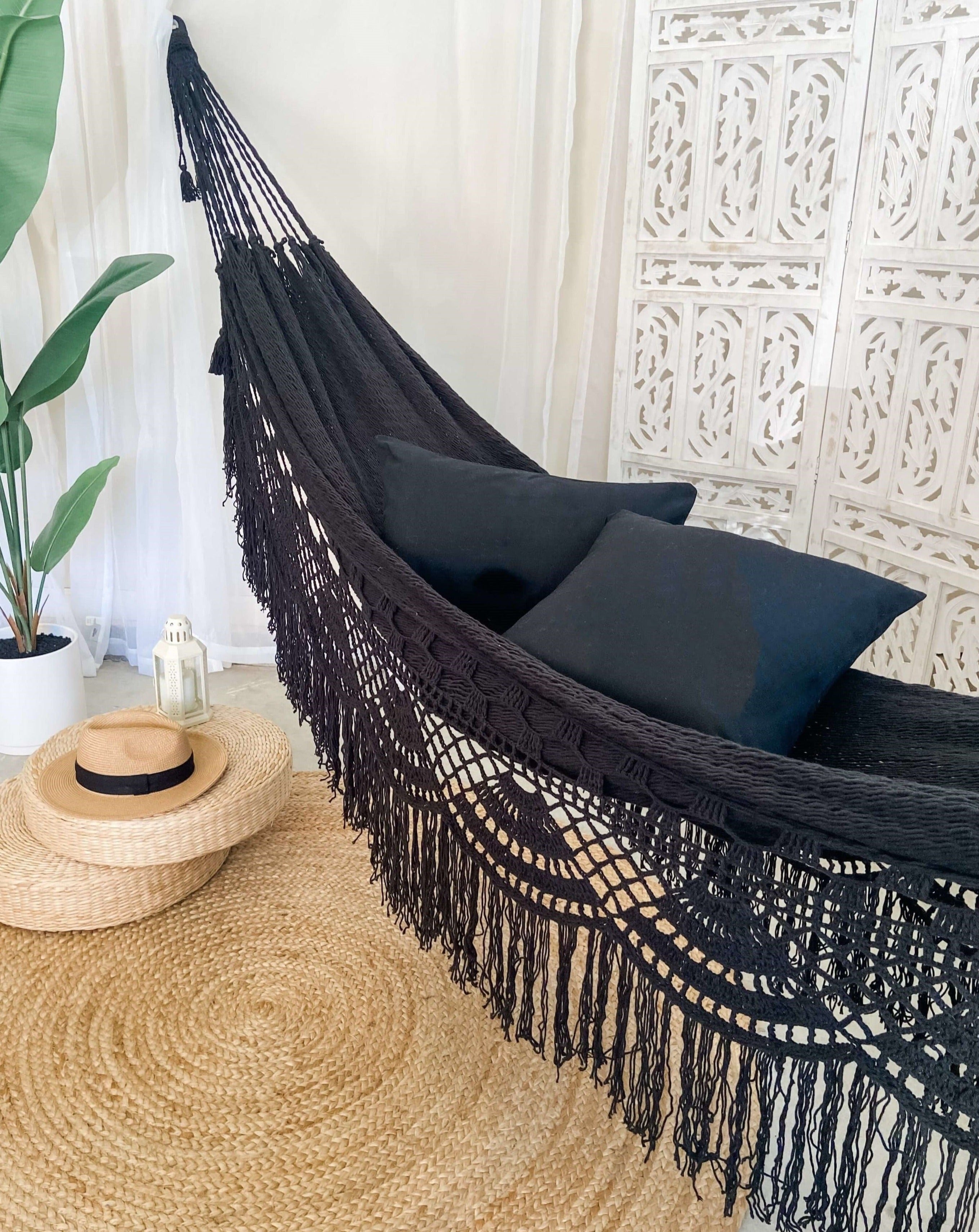 Woven Black Crochet Luxury Hammock | CRISTINA