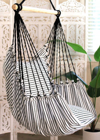 Striped Black and White Hammock Chair Swing