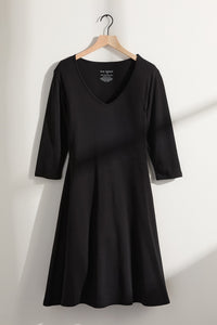 Women's 100% Organic Cotton 3/4 Sleeve V-Neck Dress