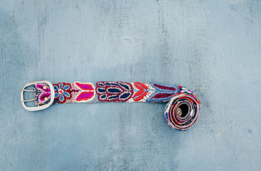 Purple Hand Embroidered Belt