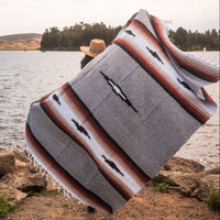 Grey Baja Mexican Diamond Yoga Blanket