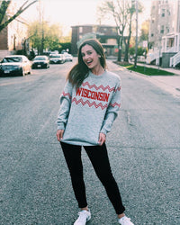 Wisconsin Crew Neck Alpaca Sweater - Light Gray