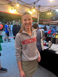 Wisconsin Quarter Zip-Up Alpaca Sweater - Salt & Pepper