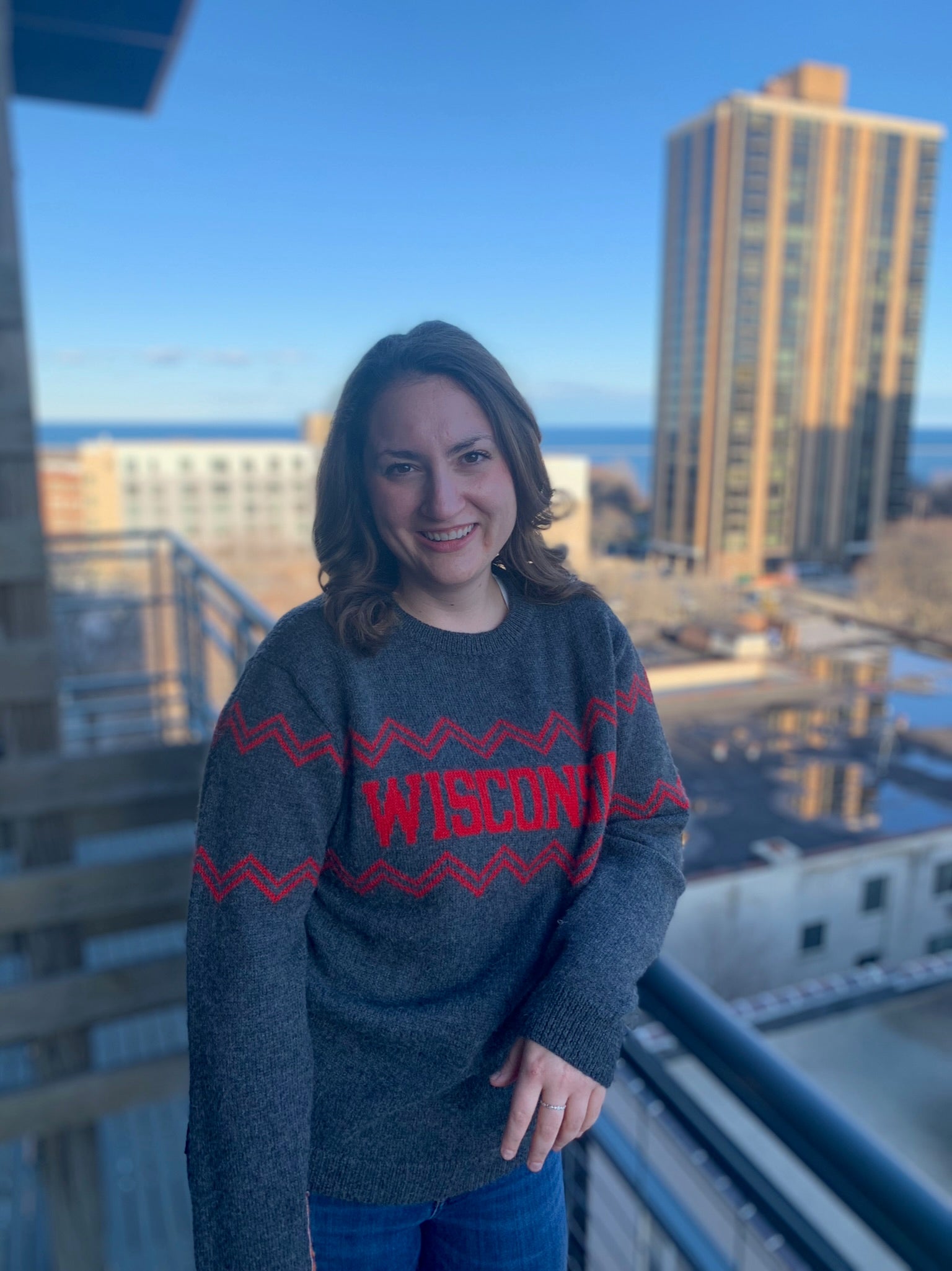 Wisconsin Crew Neck Alpaca Sweater - Dark Gray