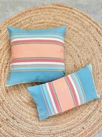 Pink and Blue Striped Throw Pillow | PASTEL