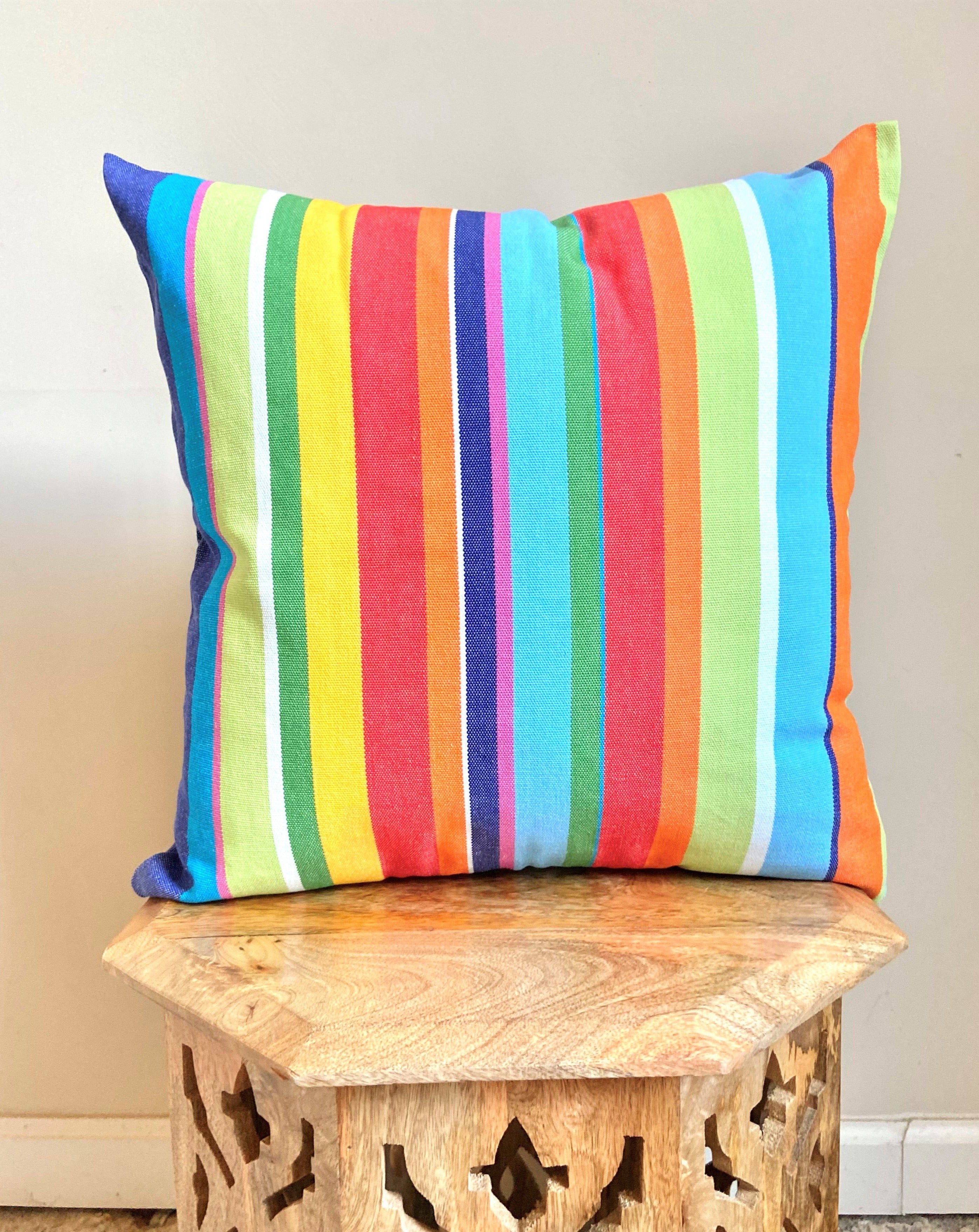 Rainbow Colorful Striped Throw Pillow | RAINBOW