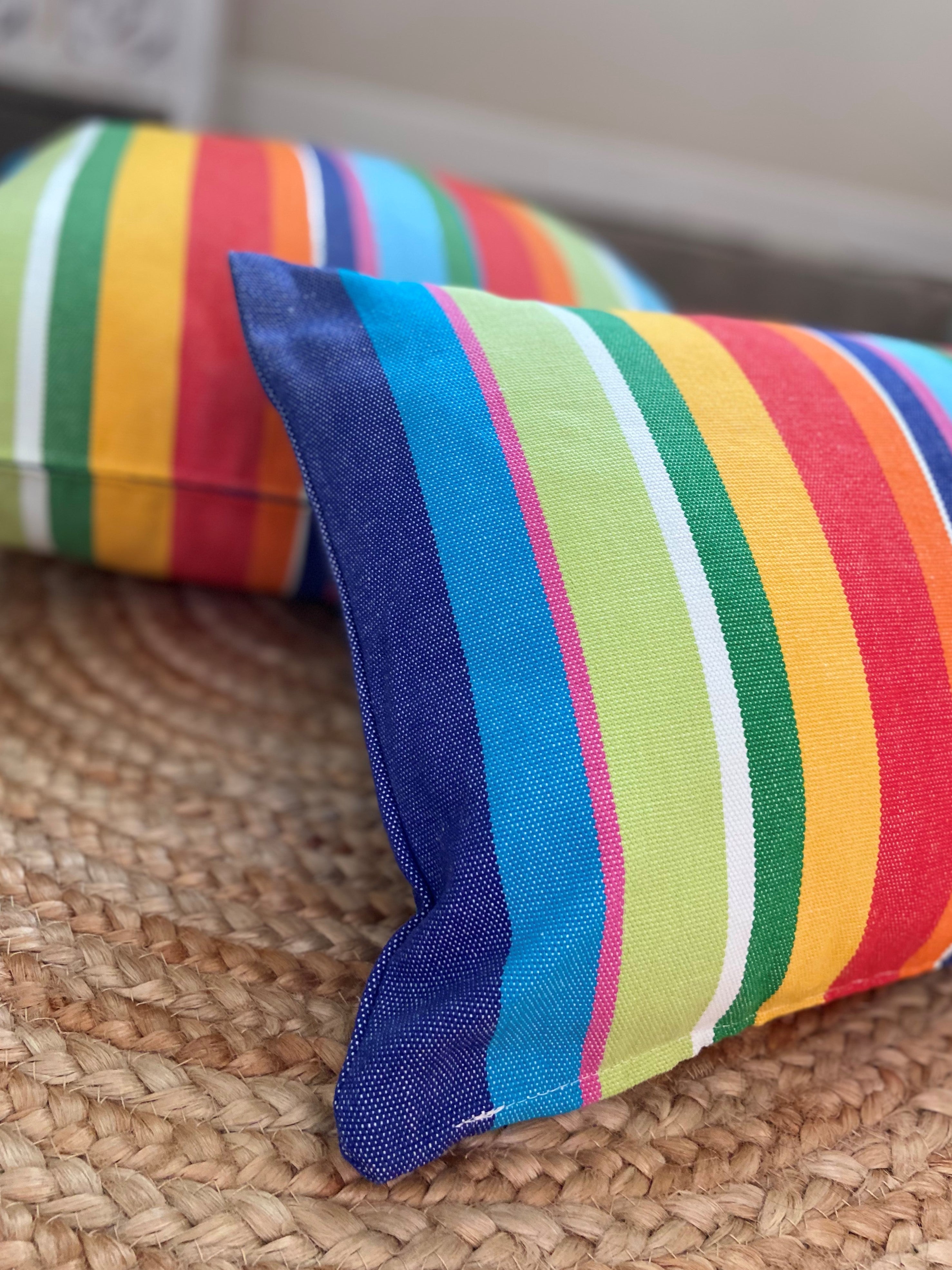 Rainbow Colorful Striped Throw Pillow | RAINBOW