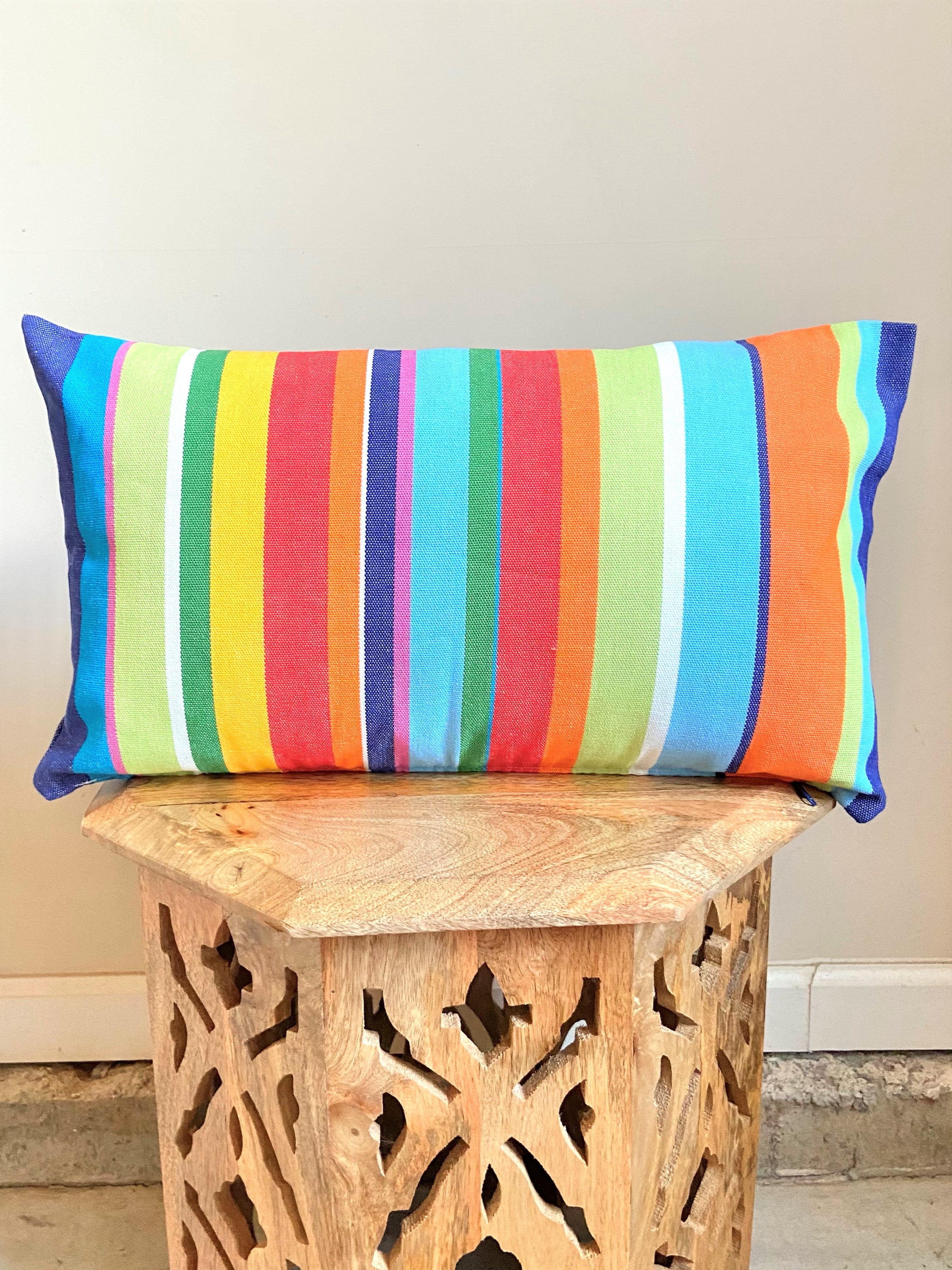 Rainbow Colorful Striped Throw Pillow | RAINBOW