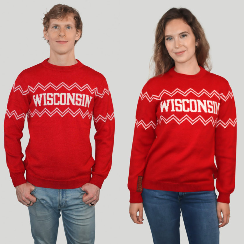 Wisconsin Alpaca Crew Neck Sweater - Red