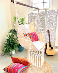 Eclectic Red Orange Striped Throw Pillow | TANGERINE