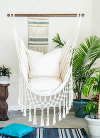 White Macrame Hammock Chair Swing | SERENA