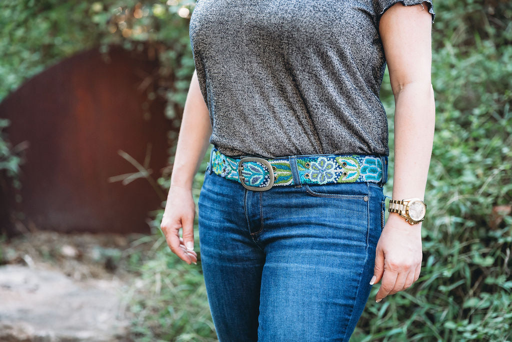 Blues Hand Embroidered Belt