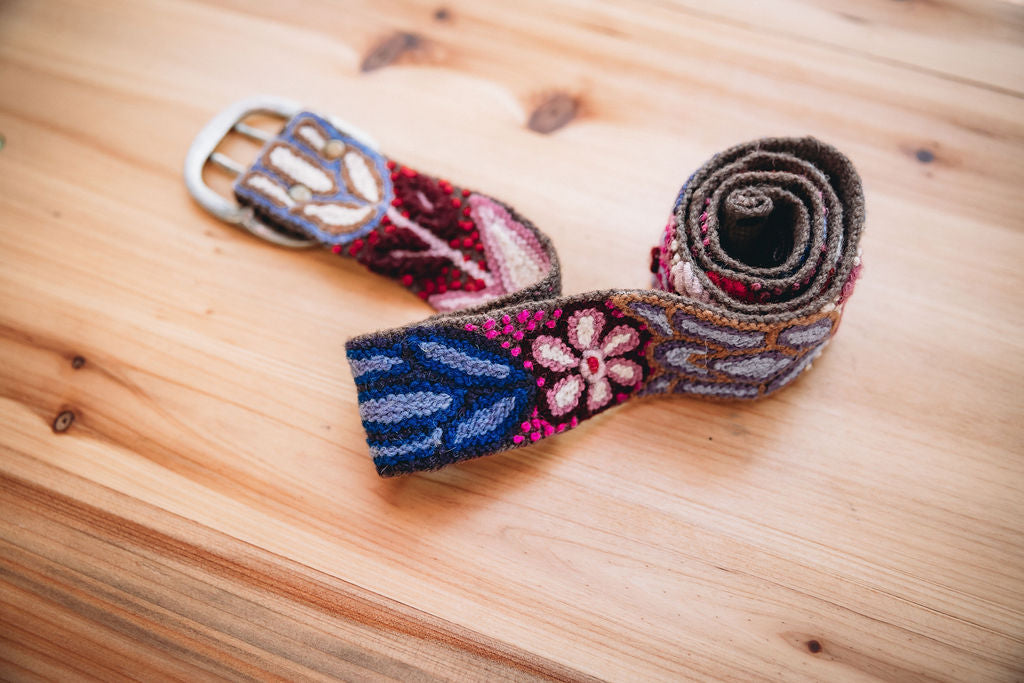 Purple Hand Embroidered Belt