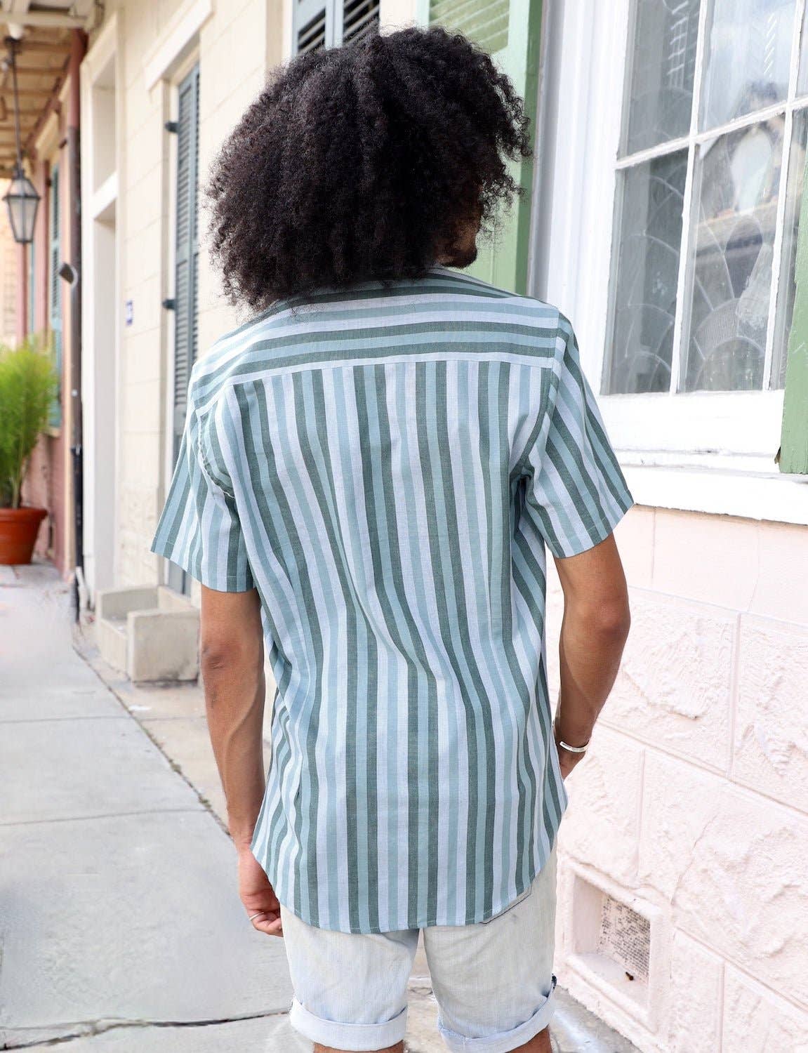 Ocean Stripes Organic Cotton Men's Button Down Shirt