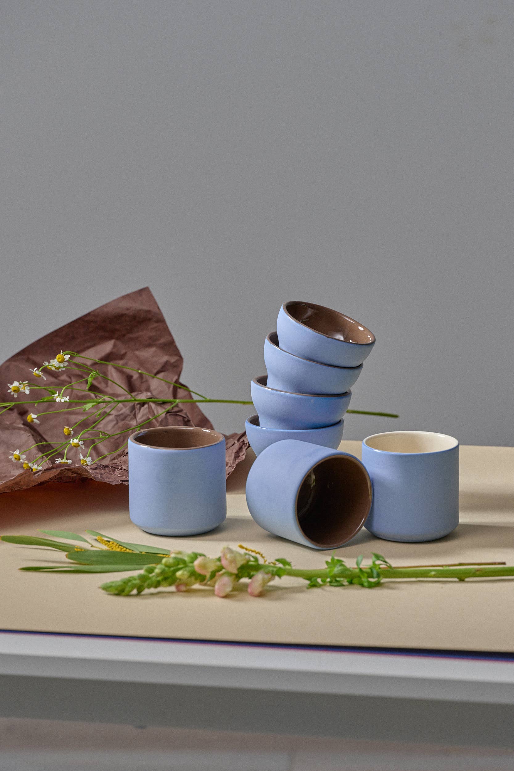 Handmade Porcelain Coffee Cup - Forget-me-Not small
