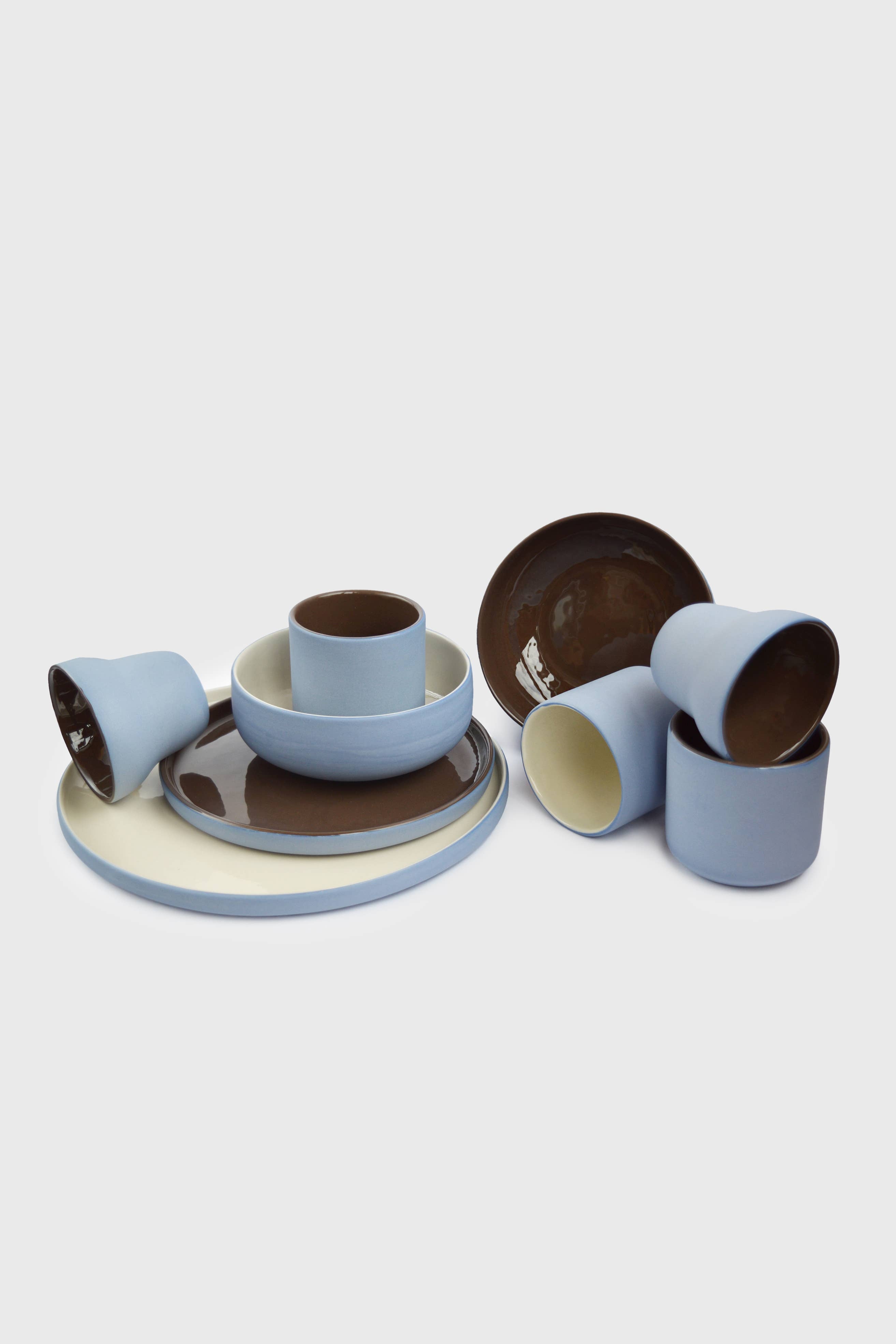 Handmade Porcelain Coffee Cup. Forget-me-Not/Chocolate medium