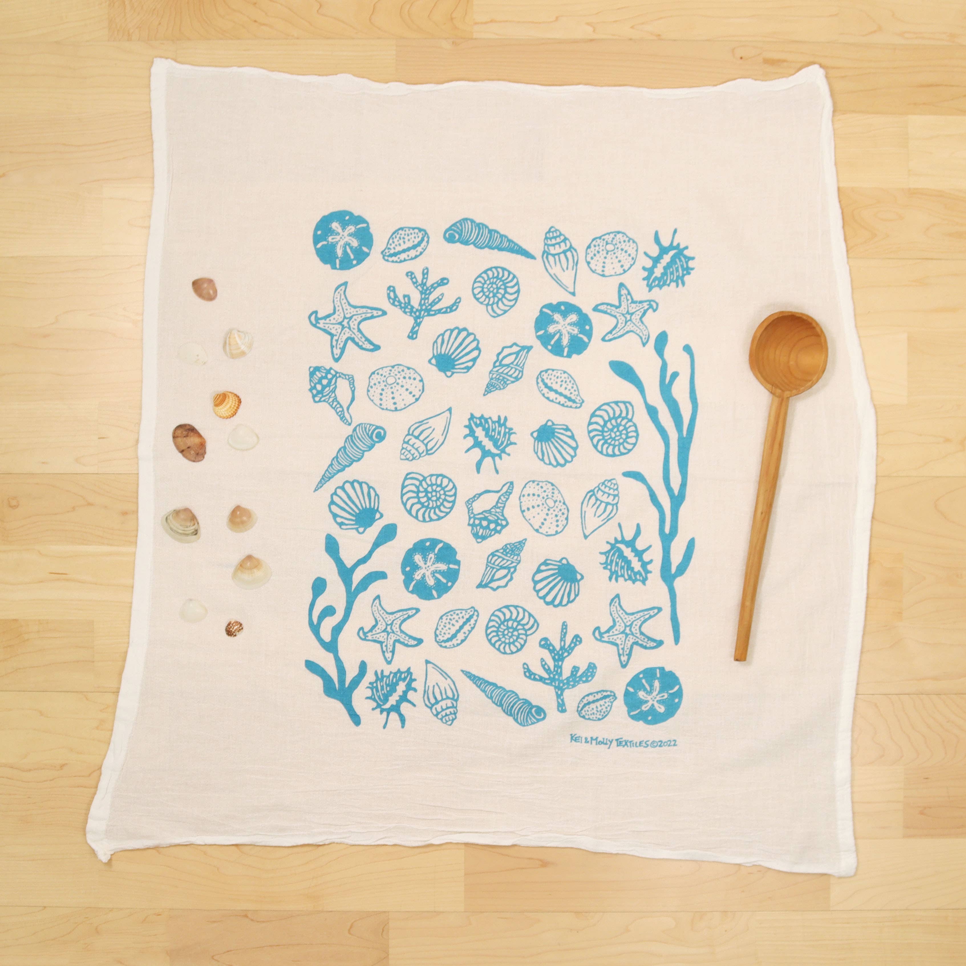 Flour Sack Dish Towel - Shells