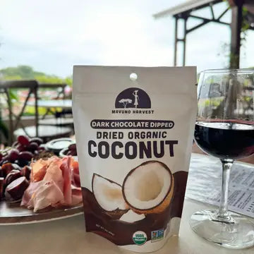 Chocolate Dipped Dried Organic Coconut