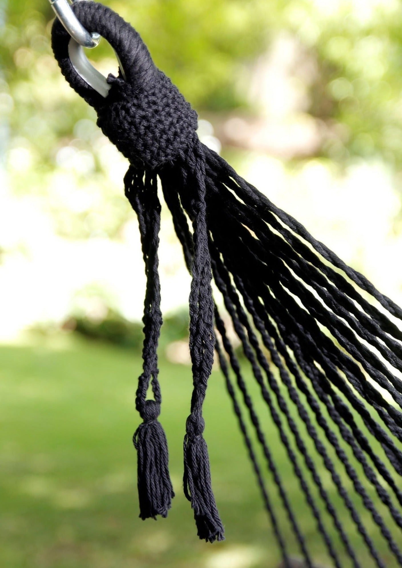 Woven Black Hammock With Wood Spreaders | JULIANNA