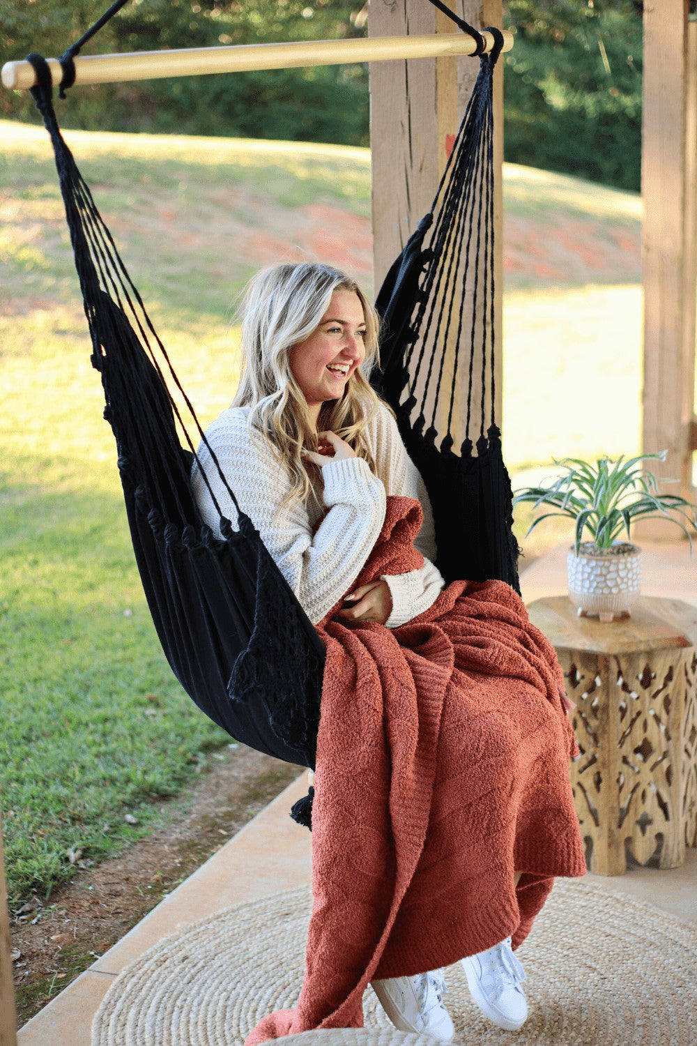 Black Crochet Hammock Chair | LUCIA BLACK