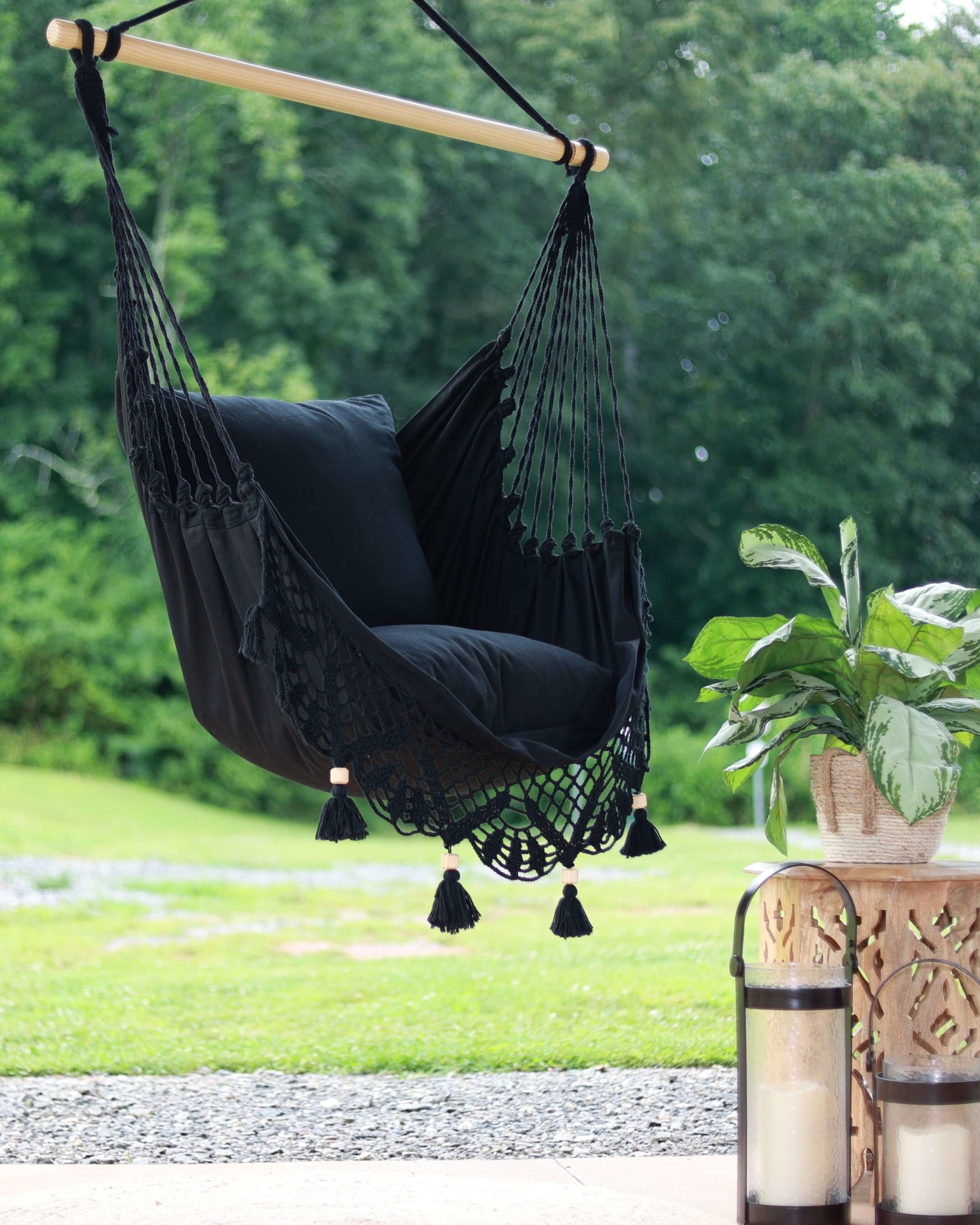 Black Crochet Hammock Chair | LUCIA BLACK