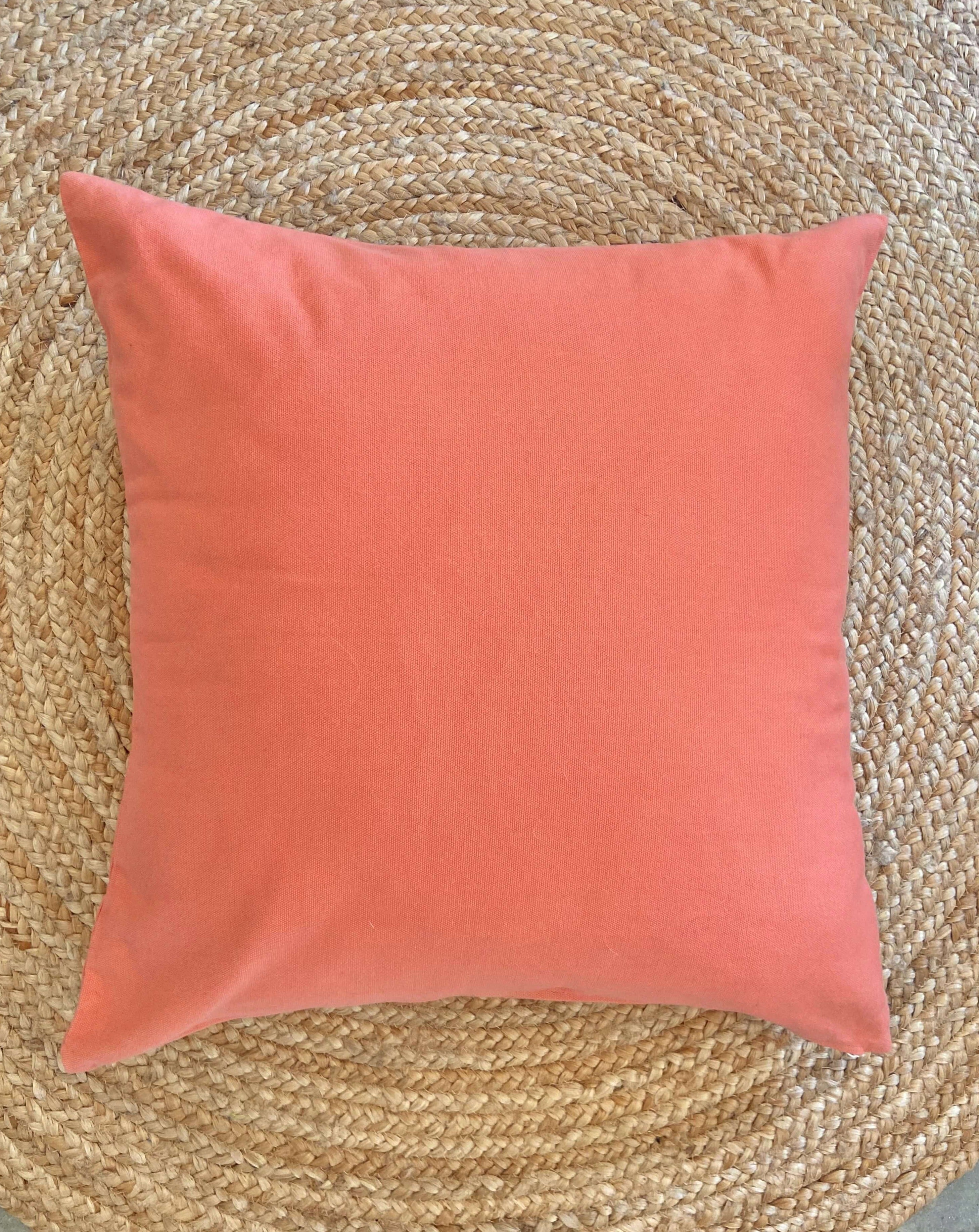 Coral Pink Cotton Throw Pillow CORAL PINK