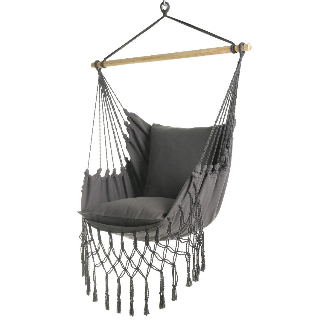 Gray Boho Macrame Hammock Chair Swing | SERENA