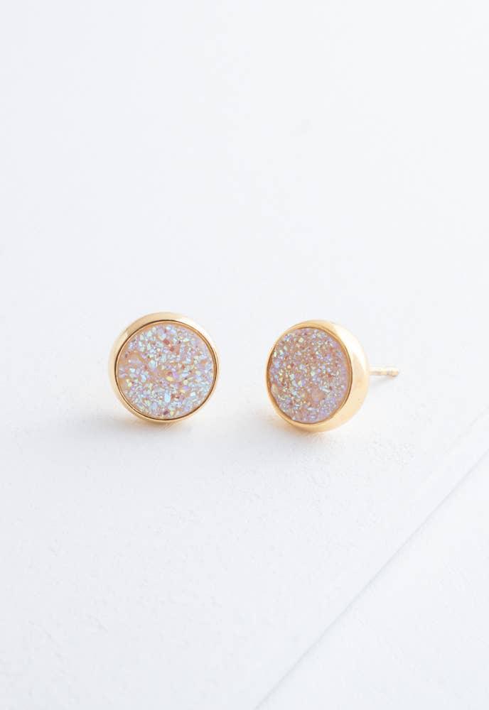 Brittany White Agate Studs - Ethical Trade Co