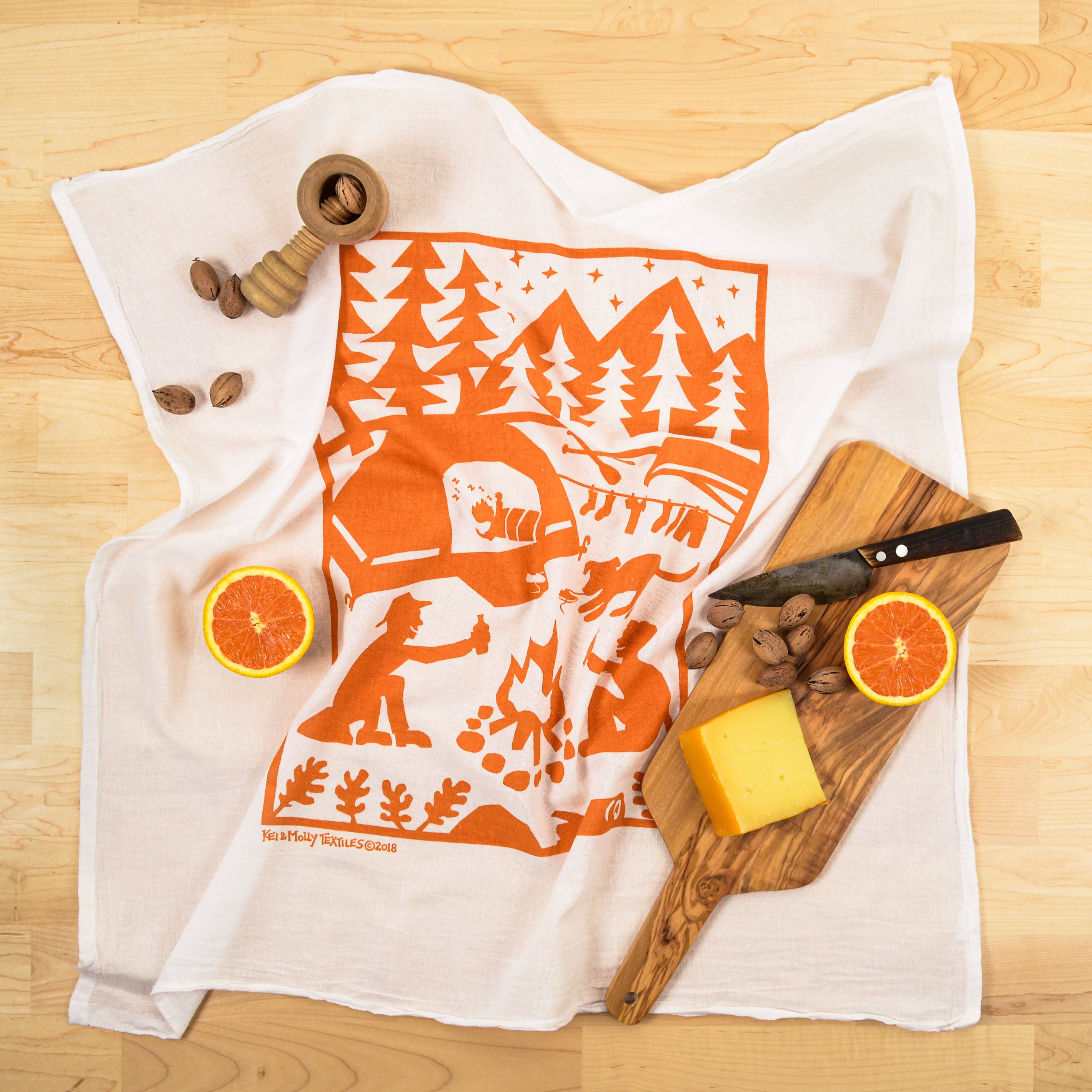 Flour Sack Dish Towel - Camping