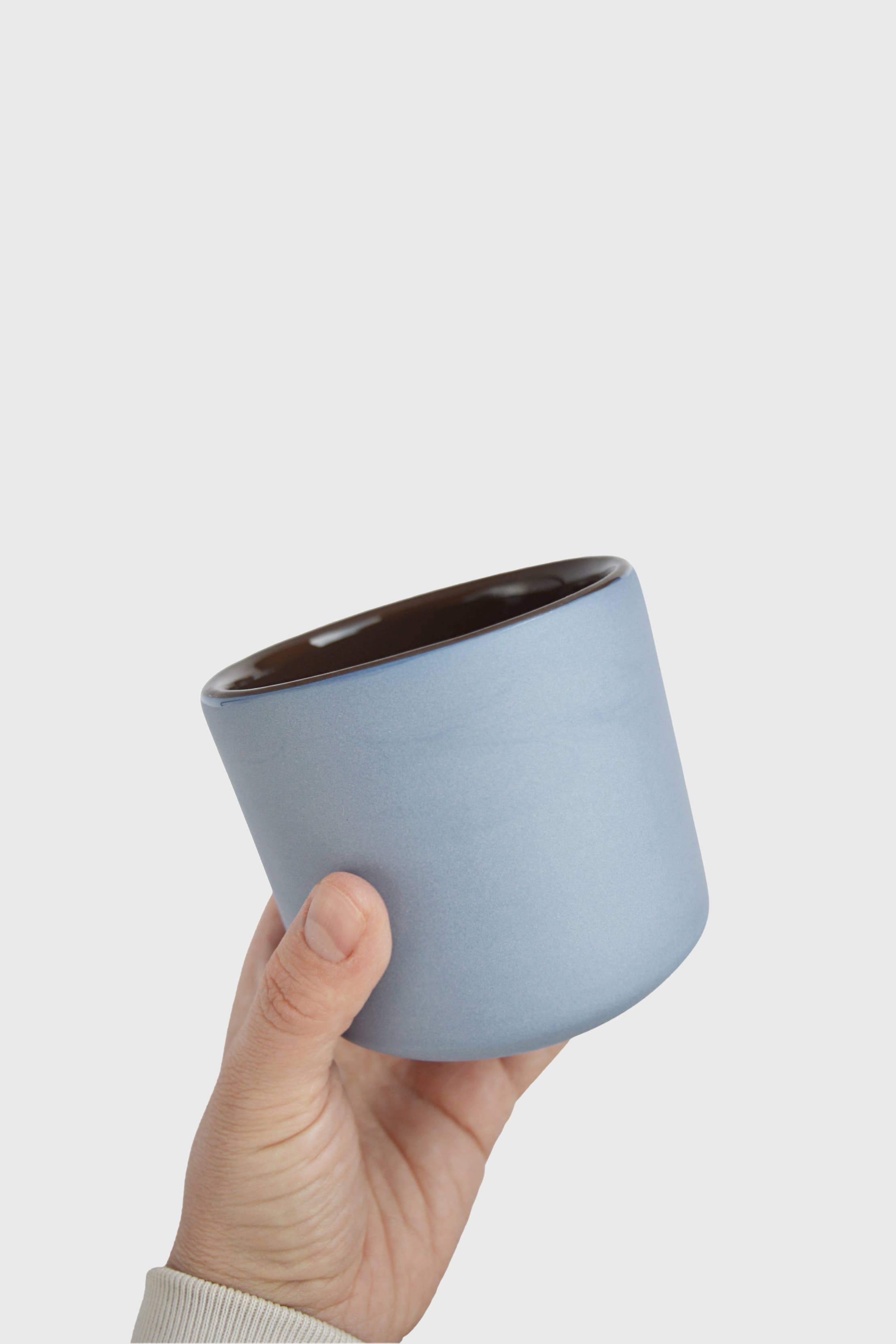 Handmade Porcelain Coffee Cup. Forget-me-Not/Chocolate medium