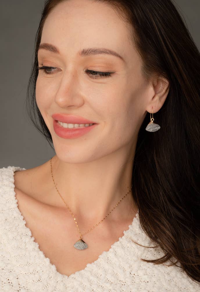 Fan Drop Necklace in Charcoal