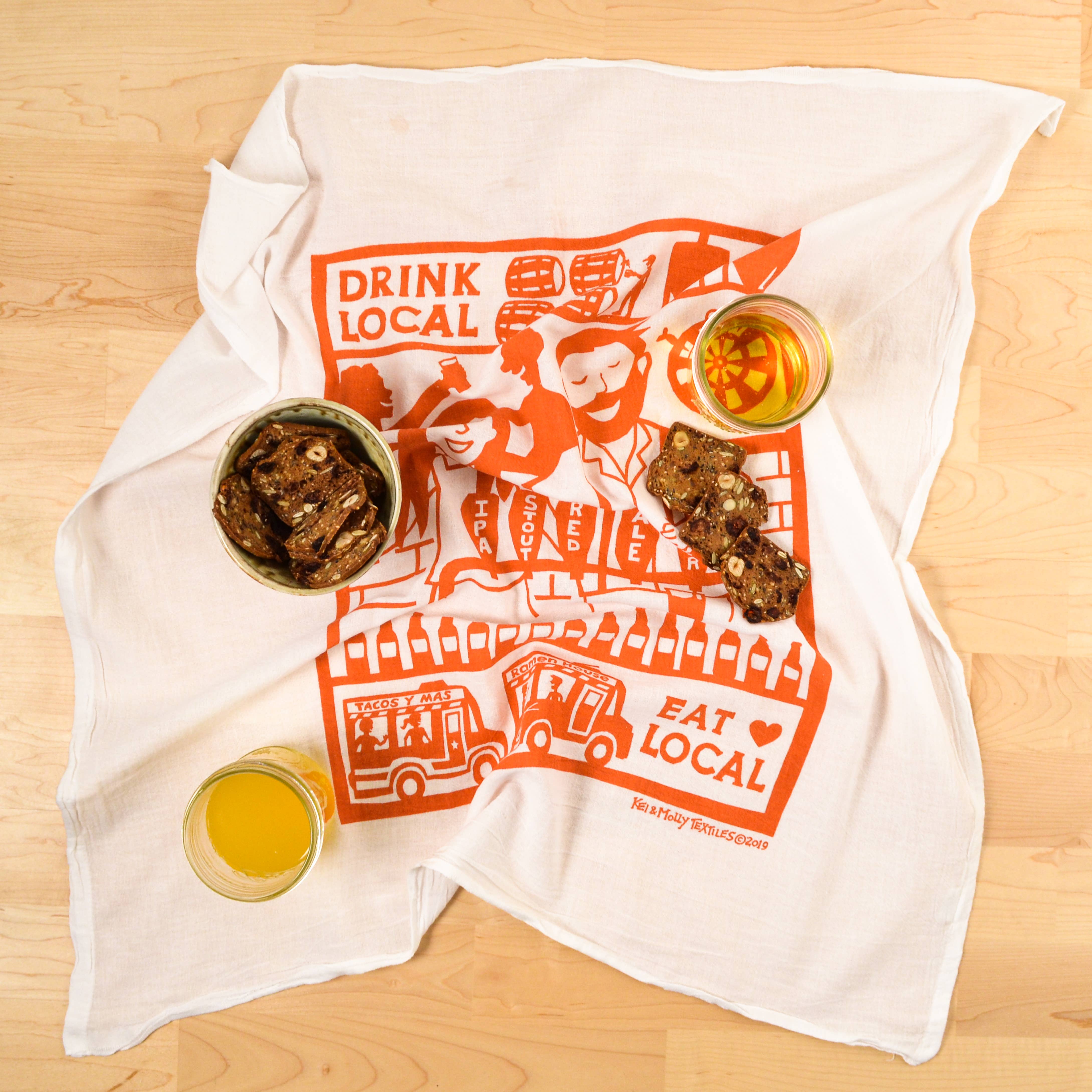 Flour Sack Dish Towel - Drink Local