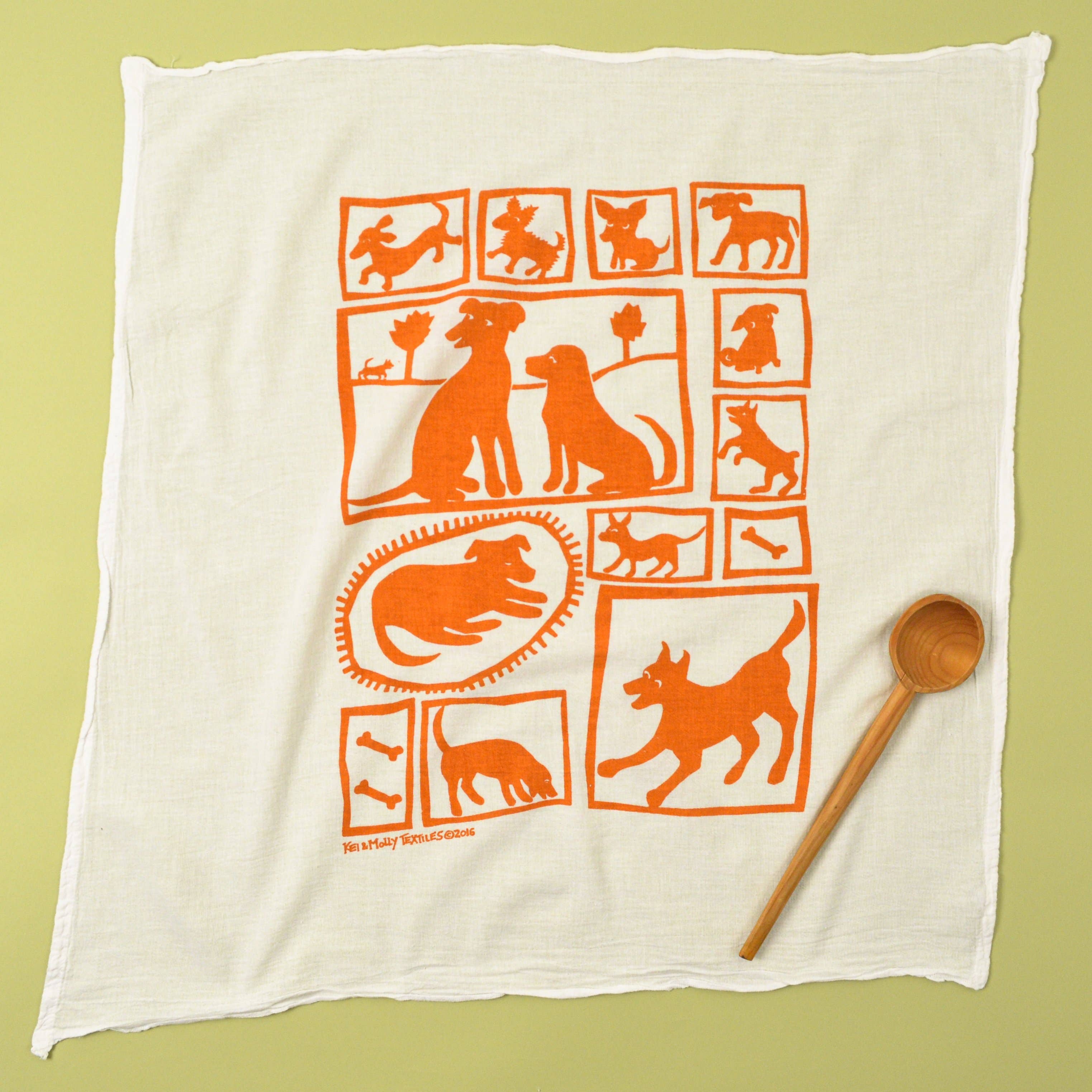 Flour Sack Dish Towel - Dogs