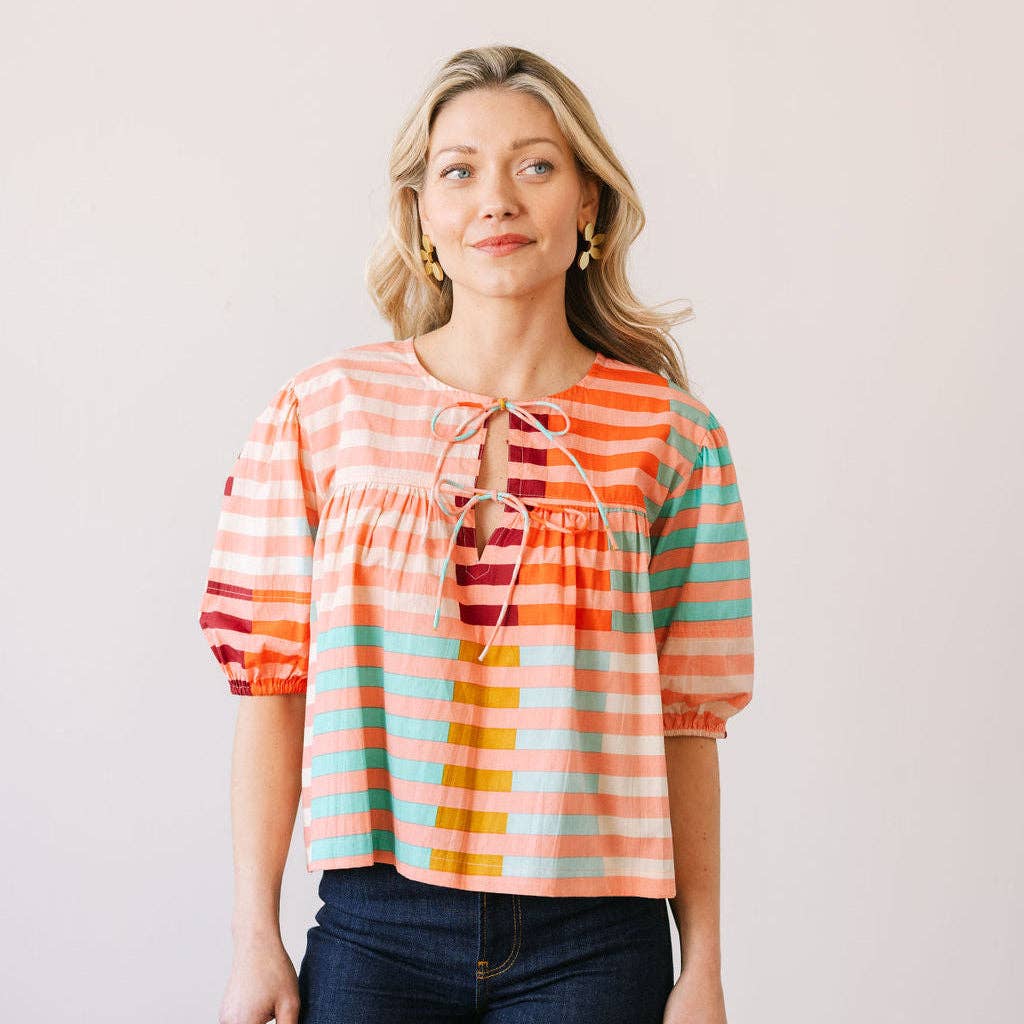 Apricot Colorful Stripe Mira Top