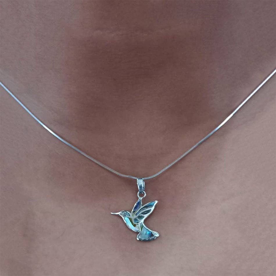 Abalone Hummingbird Necklace - Sterling Silver, Indonesia