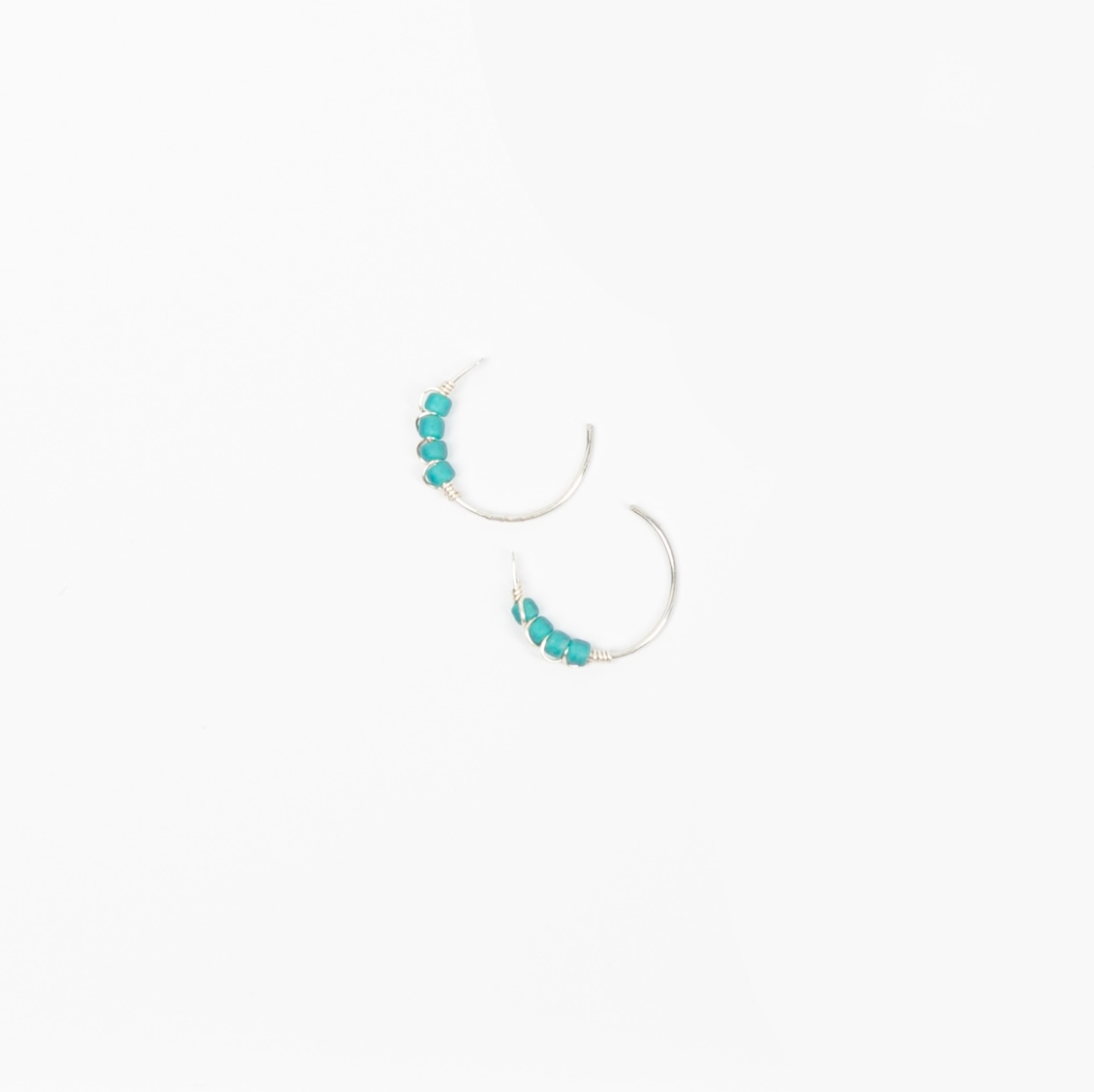 Moab Western Beaded Hoop Earrings in Sterling Silver