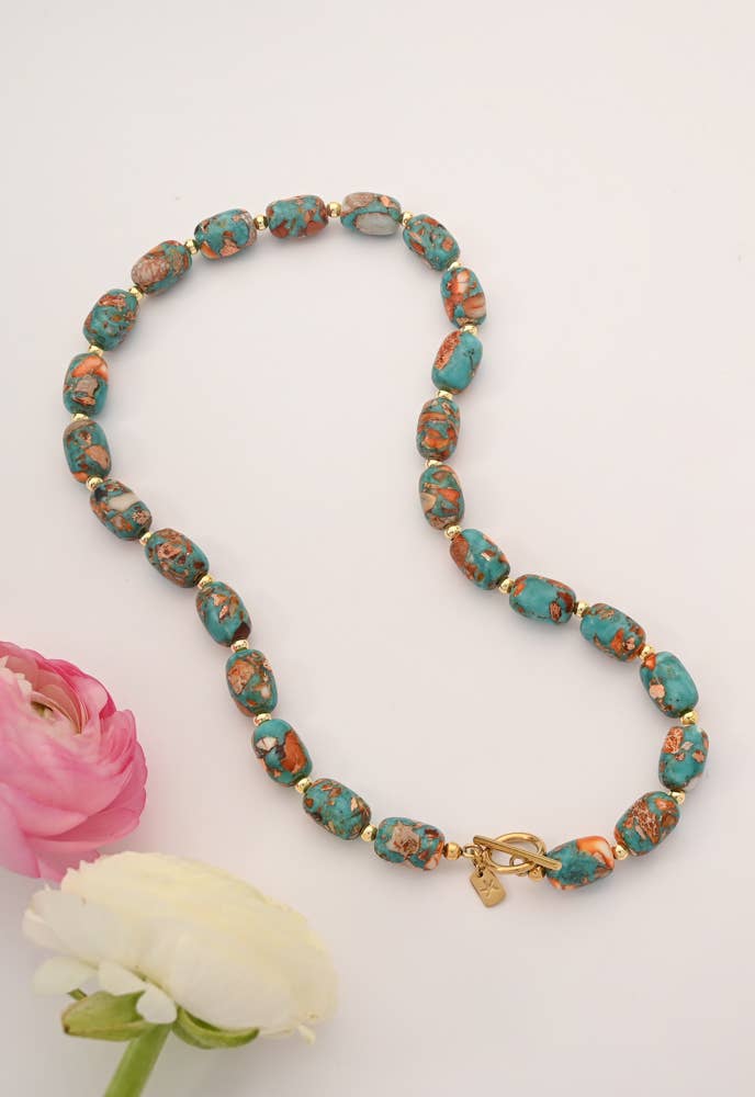 Sierra Bloom Turquoise Emperor Stone Beaded Necklace