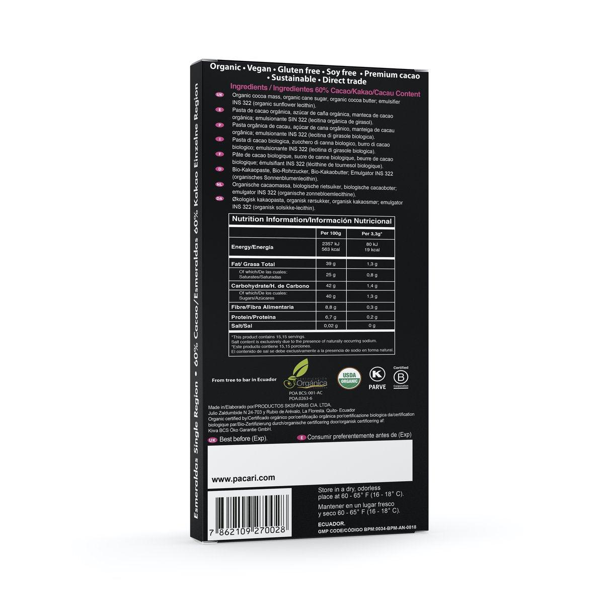 Esmeraldas 60% Organic Chocolate Bar - Ethical Trade Co