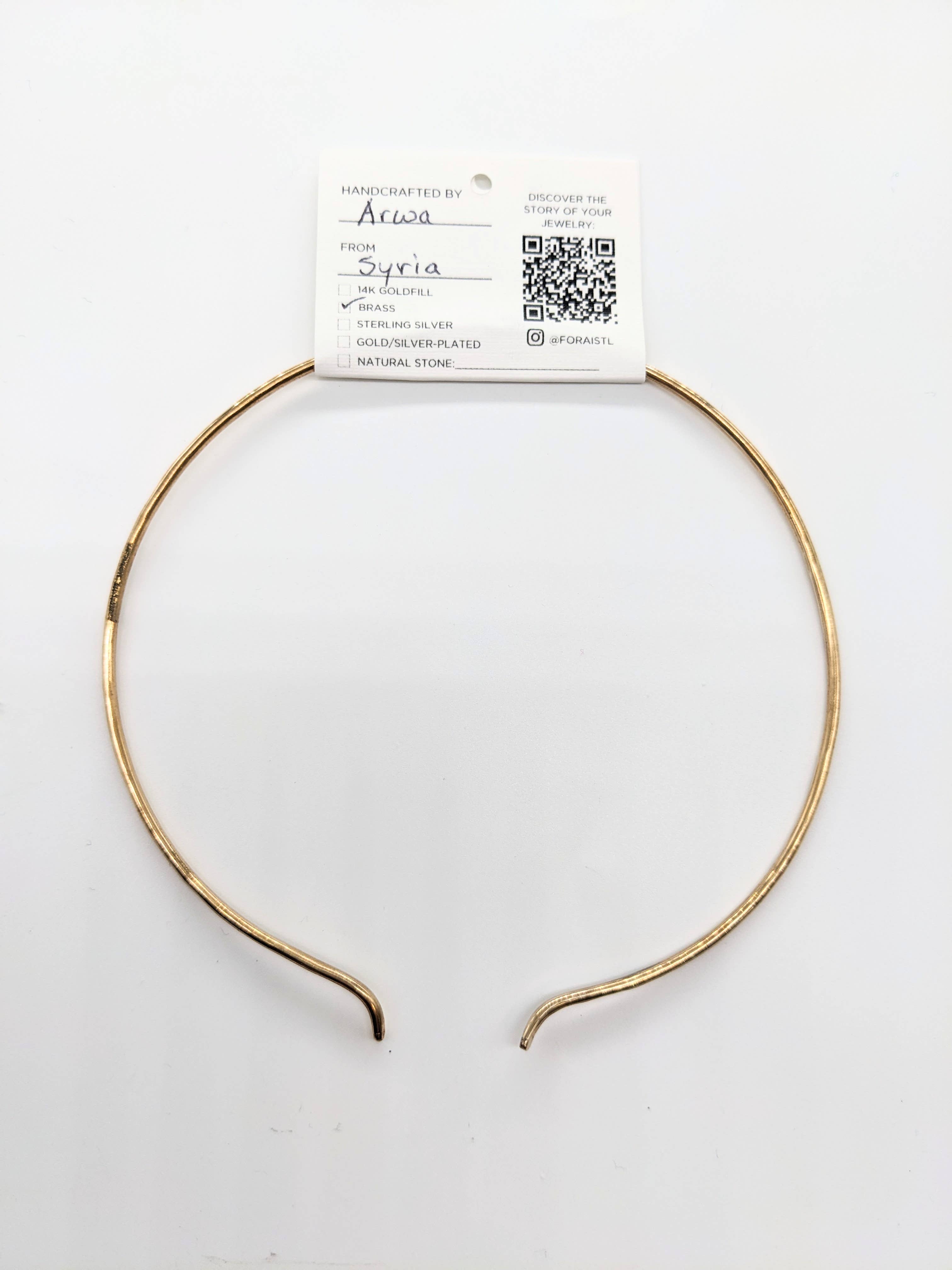 Lana Minimalist Hammered Brass Collar