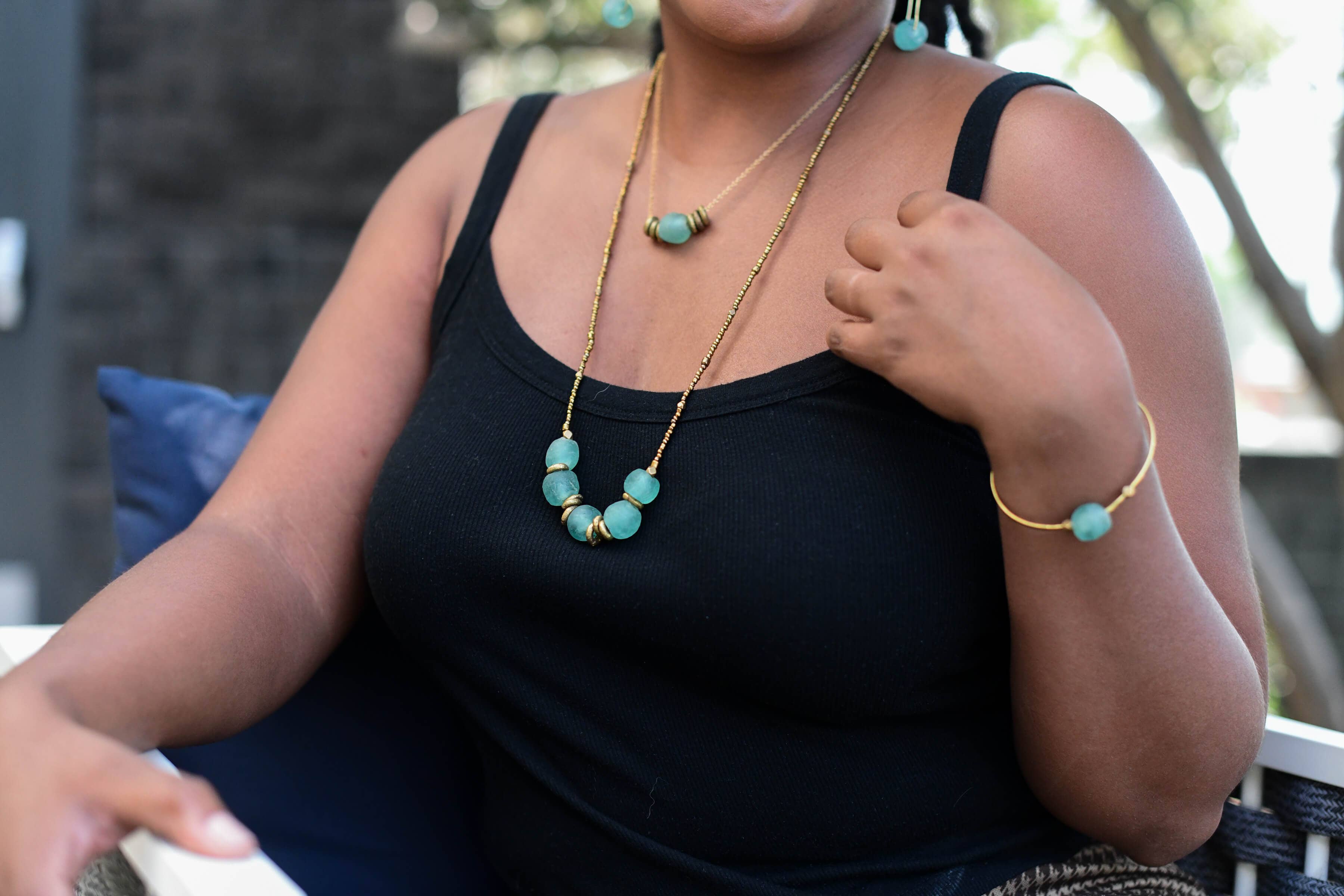 Jasmine Short Necklace in Aqua