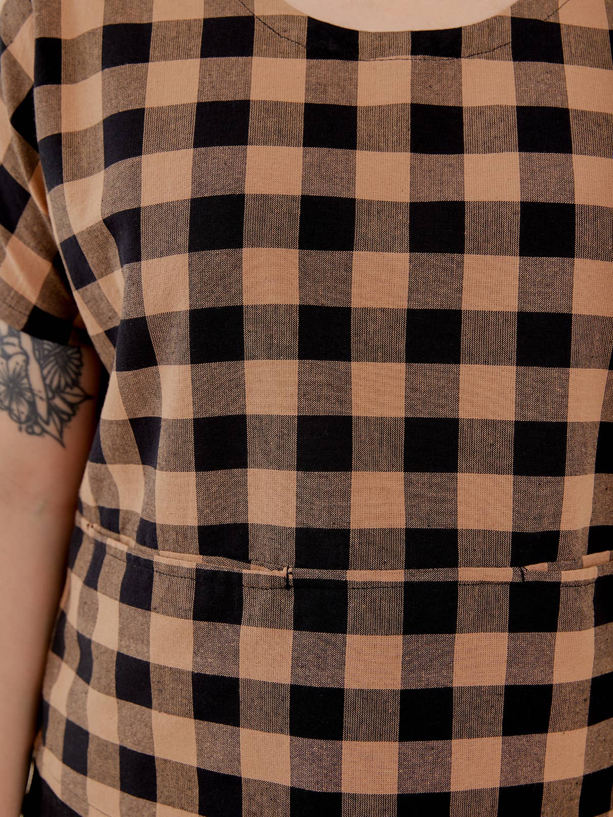 Odelia Top Black and Tan Gingham