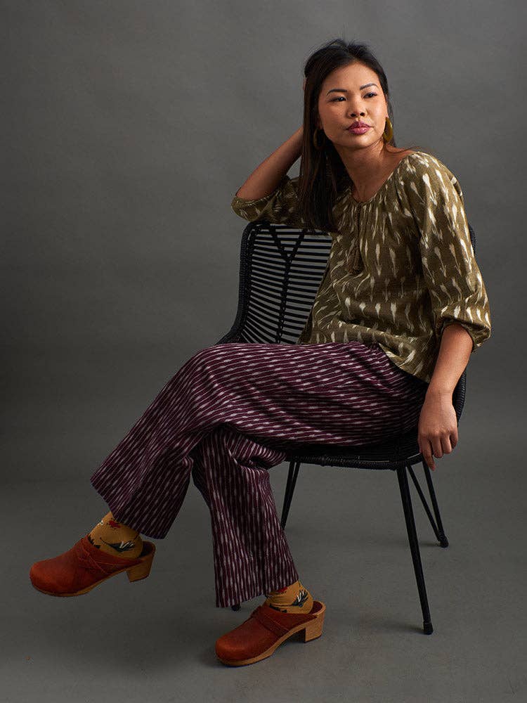 Rosie Pant Plum Ikat