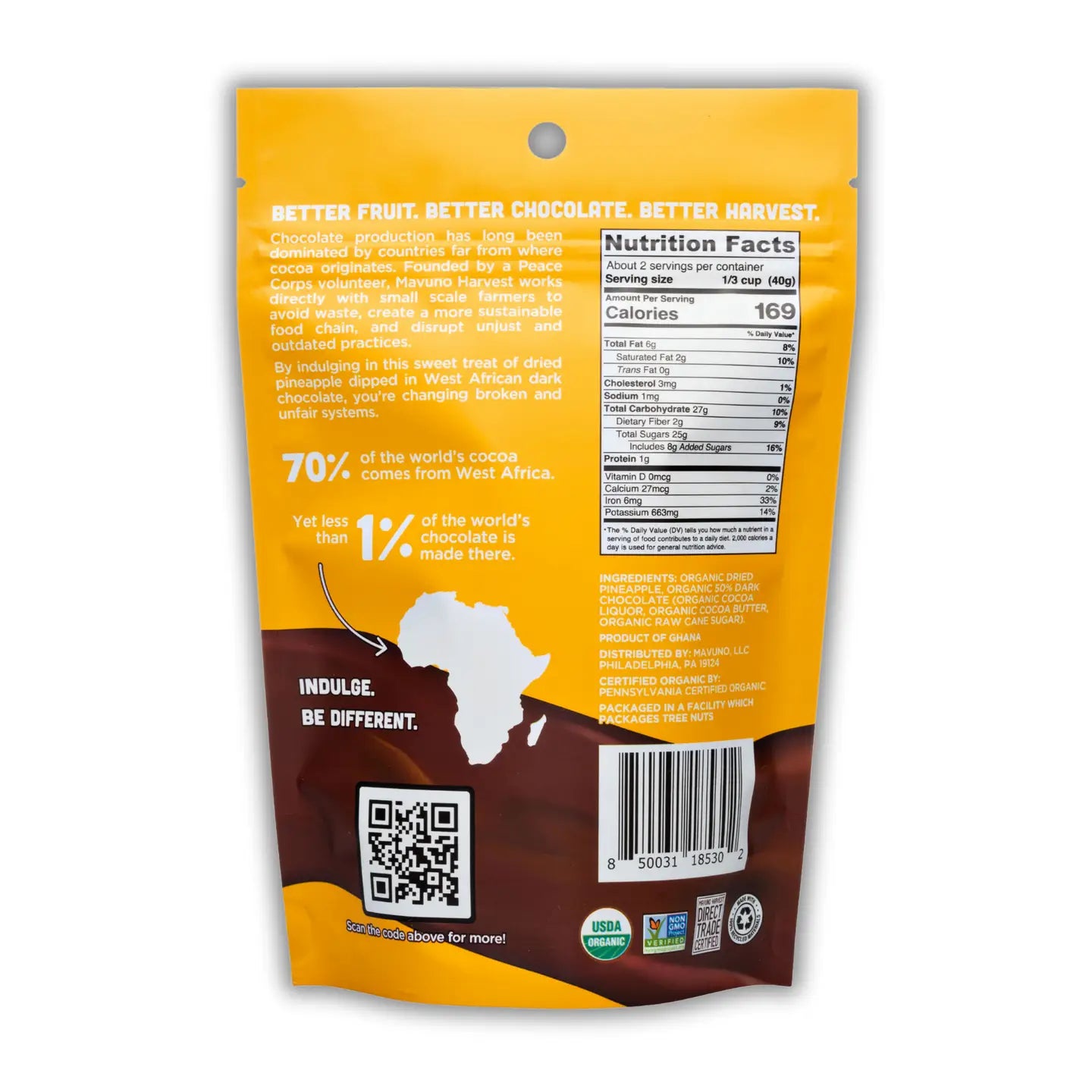 Chocolate Dipped Organic Dried Pineapple